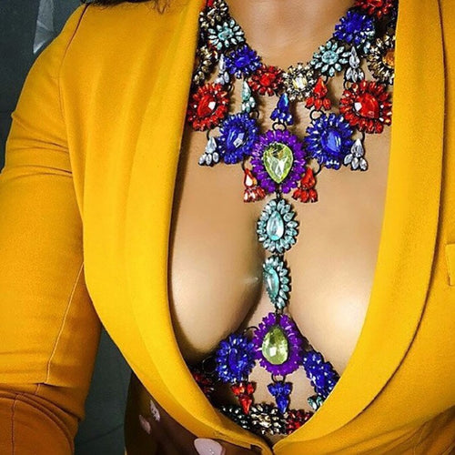 Mazzie Multi Crystal Body Chain Necklace - Fashion Genie Boutique