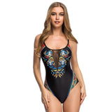 Tropical Tones Black Multi Mesh Swimsuit - Fashion Genie Boutique