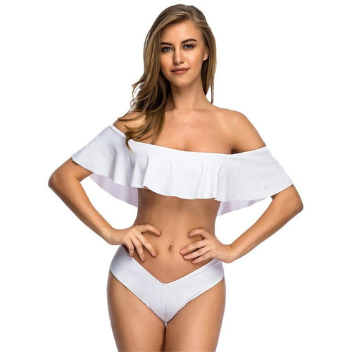 Sunkissed White Bardot Bikini Swimsuit - Fashion Genie Boutique