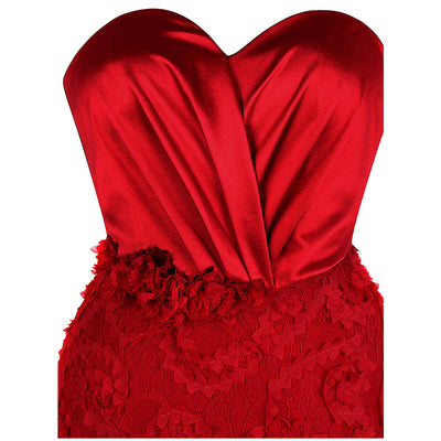 Art Of Persuasion Red Floral Lace Maxi Gown Dress - Fashion Genie Boutique