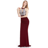 Dear Darling Silver & Burgundy Sequin Maxi Gown Dress - Fashion Genie Boutique