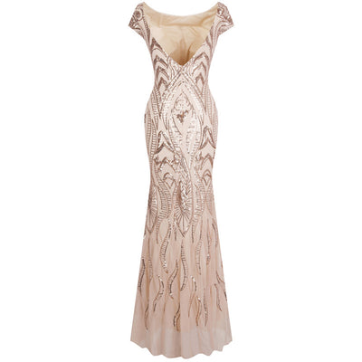 Candy Rose Gold Sequin Maxi Gown Dress - Fashion Genie Boutique