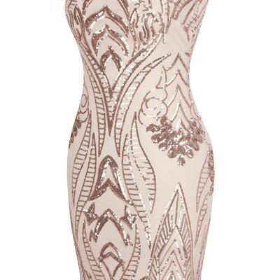 Candy Rose Gold Sequin Maxi Gown Dress - Fashion Genie Boutique