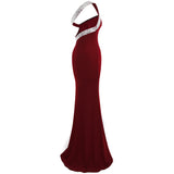 RSVP Burgundy One Shoulder Sequin Slit Maxi Gown Dress - Fashion Genie Boutique