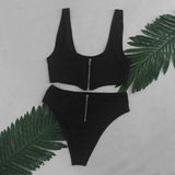 Sweet And Innocent Nude Zip Up Bikini - Fashion Genie Boutique