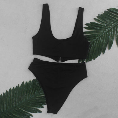 Sweet And Innocent Nude Zip Up Bikini - Fashion Genie Boutique