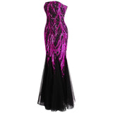 Ariel Sarah Pink & Black Sequin Fishtail Maxi Gown Dress - Fashion Genie Boutique