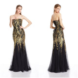 Ariel Sarah Gold & Black Sequin Fishtail Maxi Gown Dress - Fashion Genie Boutique