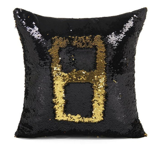 Black & Gold Reversible Two Tone Sequin Cushion Cover - Fashion Genie Boutique