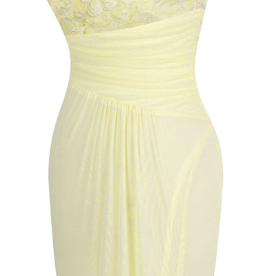 All Mine Yellow One Shoulder Slit Fishtail Maxi Gown Dress - Fashion Genie Boutique