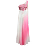 Love Potion Pink & White Contrast Chiffon Sequin Maxi Gown Dress - Fashion Genie Boutique