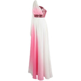 Love Potion Pink & White Contrast Chiffon Sequin Maxi Gown Dress - Fashion Genie Boutique