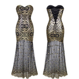 Emma Gold Gatsby Strapless Sequin Maxi Hown Dress - Fashion Genie Boutique