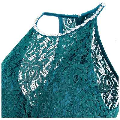 Go On Green Lace Satin Skater Prom Dress - Fashion Genie Boutique