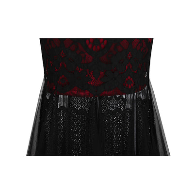 Drawn To You Black & Red Strapless Tulle Maxi Gown Dress - Fashion Genie Boutique