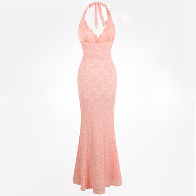 Perfect 10 Pink Halter Floral Maxi Gown Dress - Fashion Genie Boutique