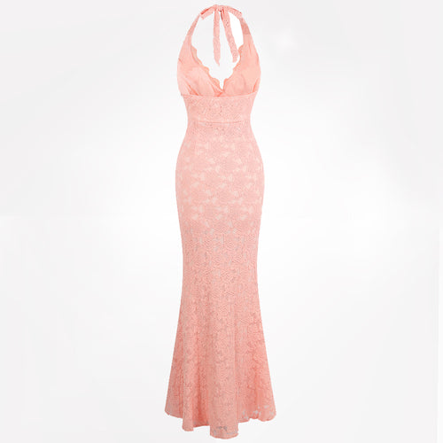 Perfect 10 Pink Halter Floral Maxi Gown Dress - Fashion Genie Boutique