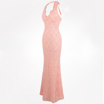 Perfect 10 Pink Halter Floral Maxi Gown Dress - Fashion Genie Boutique