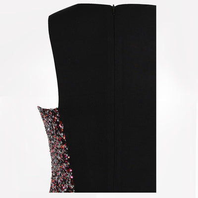 Night Of Your Life Black Asymmetrical Sequin Maxi Gown Dress - Fashion Genie Boutique