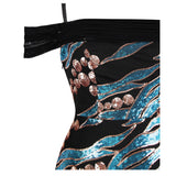 Wild Love Blue & Black Animal Print Sequin Maxi Gown Dress - Fashion Genie Boutique