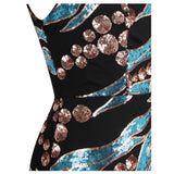 Wild Love Blue & Black Animal Print Sequin Maxi Gown Dress - Fashion Genie Boutique