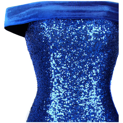 Mystic Queen Blue Bardot Gradient Maxi Gown Dress - Fashion Genie Boutique