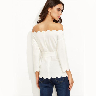 Certain Things White Scallop Bardot Top - Fashion Genie Boutique