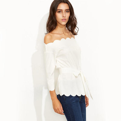 Certain Things White Scallop Bardot Top - Fashion Genie Boutique
