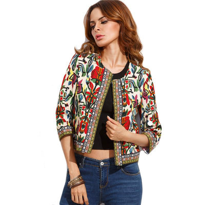Maneater Embroidered Print Cropped Jacket - Fashion Genie Boutique