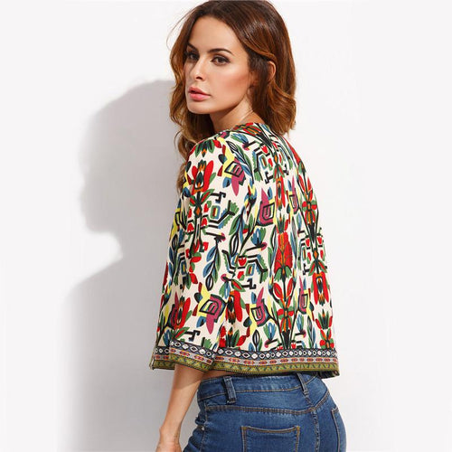 Maneater Embroidered Print Cropped Jacket - Fashion Genie Boutique
