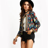 Folksy Multi Coloured Pom Pom Cropped Jacket - Fashion Genie Boutique