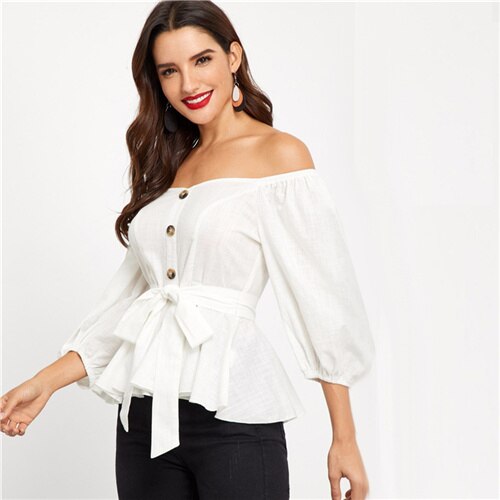 Getaway White Bardot Peplum Top - Fashion Genie Boutique