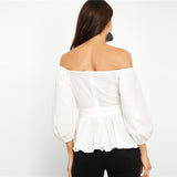 Getaway White Bardot Peplum Top - Fashion Genie Boutique