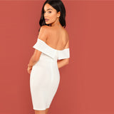 Zappa White Plunge Bardot Mini Dress - Fashion Genie Boutique