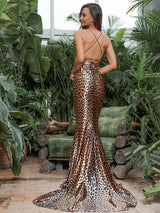 On Show Brown Leopard Print Maxi Fishtail Dress - Fashion Genie Boutique