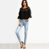 Right To Ruffle Black Frill Sleeve Top - Fashion Genie Boutique