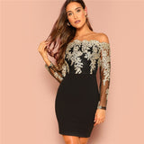 Easy On The Eyes Black Bardot Long Sleeve Mini Dress - Fashion Genie Boutique
