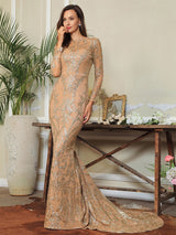 Prom N Poised Gold Glitter Embellished Maxi Fishtail Gown Dress - Fashion Genie Boutique