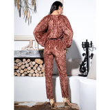 Miss Tease Brown Snake Print Long Sleeve Jumpsuit - Fashion Genie Boutique