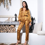 Miss Tease Yellow Snake Print Long Sleeve Jumpsuit - Fashion Genie Boutique