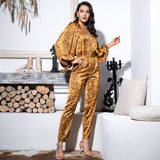 Miss Tease Yellow Snake Print Long Sleeve Jumpsuit - Fashion Genie Boutique