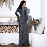 Earned It Silver Sequin Long Sleeve Maxi Gown Dress - Fashion Genie Boutique