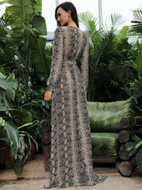 Made To Flaunt Snake Print Long Sleeve Maxi Dress - Fashion Genie Boutique
