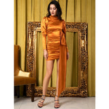 Boudoir Secrets Orange Open Back Long Sleeve Mini Dress - Fashion Genie Boutique