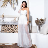 Kerry White One Shoulder Mesh Maxi Dress - Fashion Genie Boutique