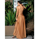 Serena Orange One Shoulder Pleated Maxi Gown Dress - Fashion Genie Boutique