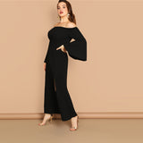 Shape Of Love Black Bardot Ling Sleeve Maxi Dress - Plus Size - Fashion Genie Boutique