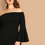 Shape Of Love Black Bardot Ling Sleeve Maxi Dress - Plus Size - Fashion Genie Boutique