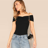 Get Me Moving Black Bardot Top - Fashion Genie Boutique