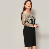 Dakota Showstopper Black Bardot Long Sleeve Mini Dress - Plus Size - Fashion Genie Boutique